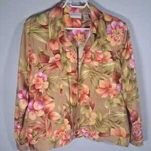 Alfred Dunner Beige Floral Jacket Size 16